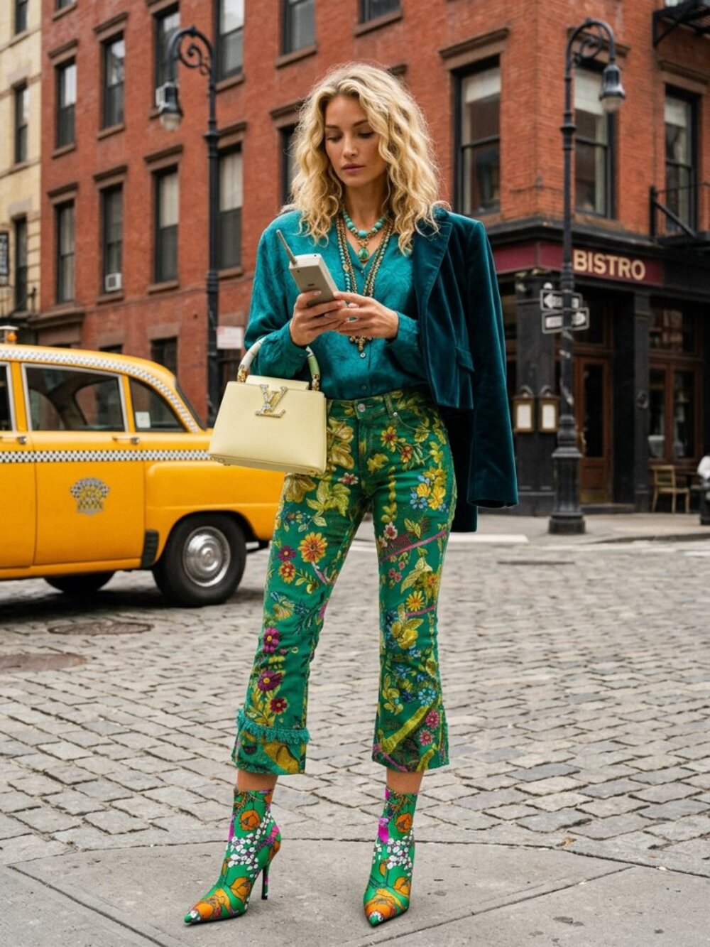 SOLE New York Paris Silk Bohemian 3D Floral Texture Vintage Top
